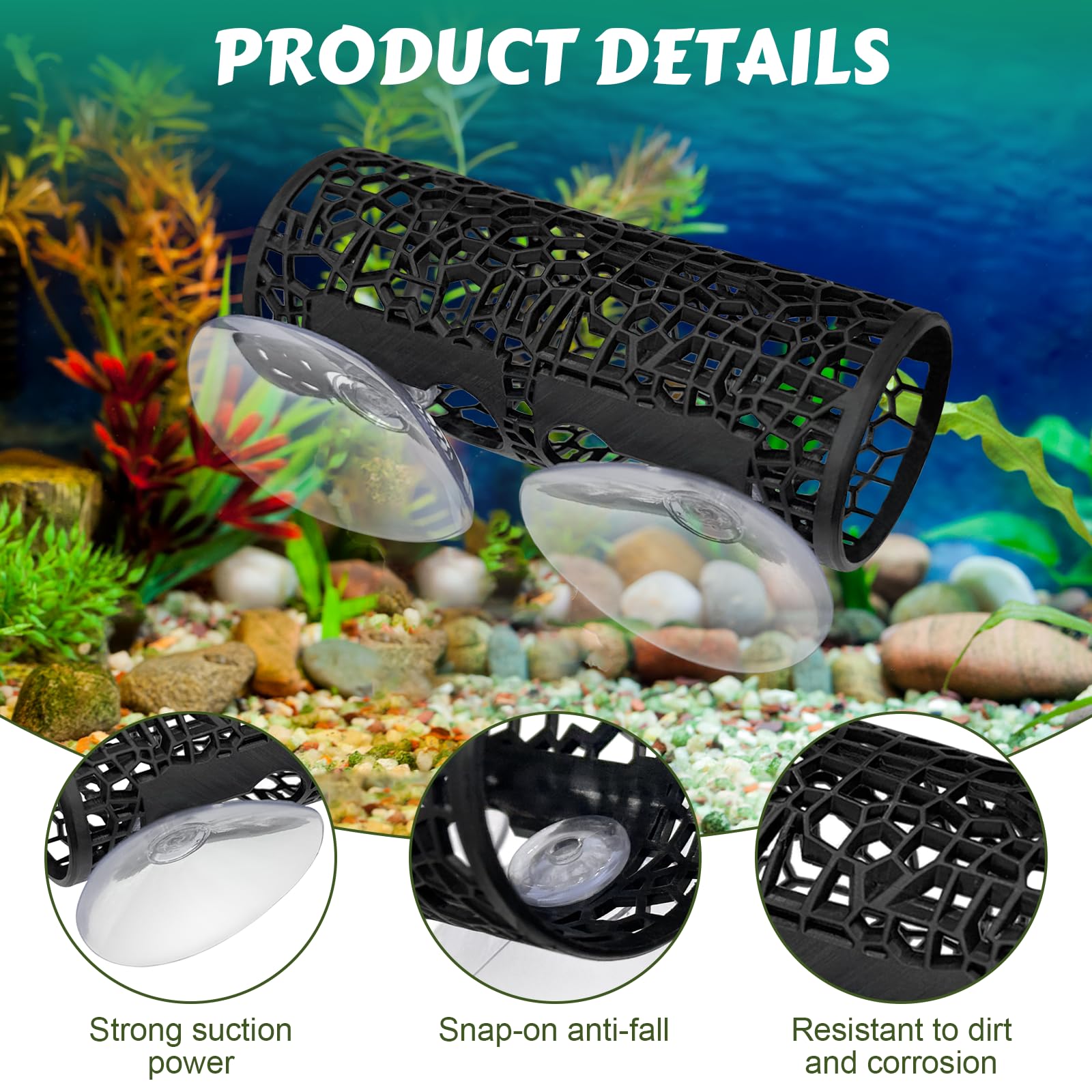 EQUNROY Suction Cups ensure secure, mess-free setup on glass or acrylic tanks