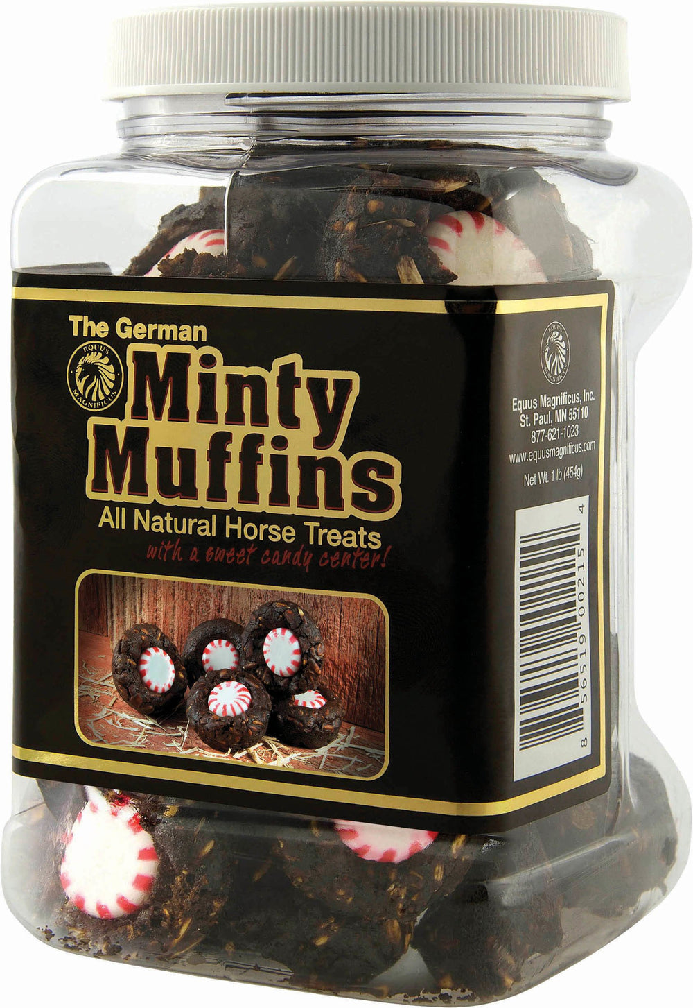 Equus Magnificusinc Mint The German Minty Muffins image shows all-natural ingredients ideal for training rewards.