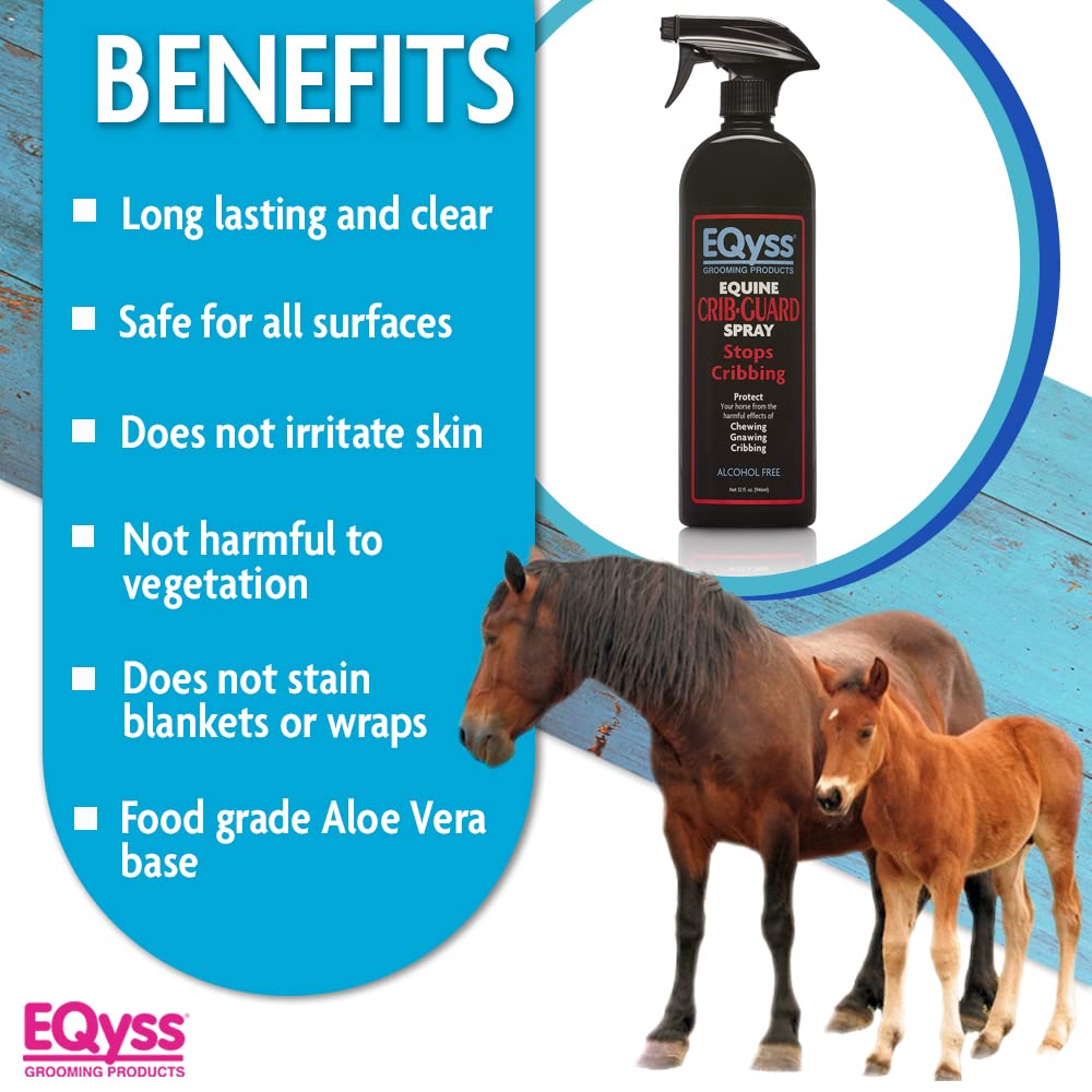 Eqyss Crib Guard application in stall illustrating spray on treated surface