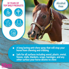 Eqyss Crib Guard drying clear on wooden stall surface after application
