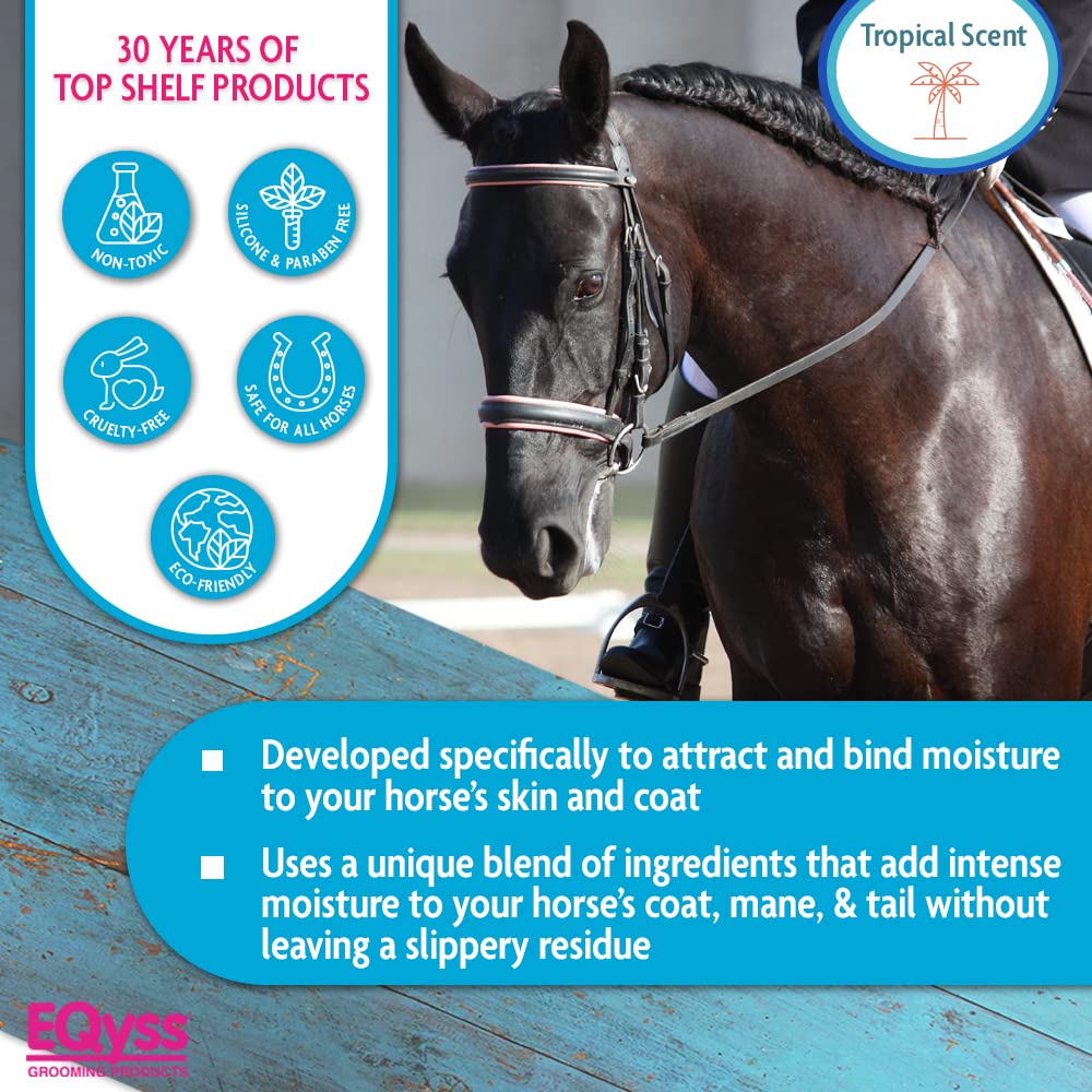 Eqyss Premier Equine Spray detangles mane and tail for easier grooming