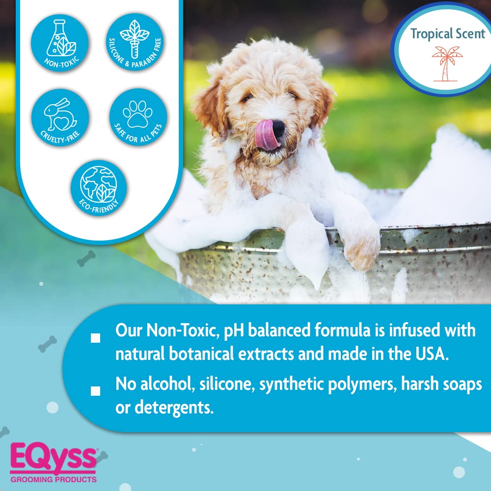 Eqyss Premier Pet Shampoo closeup texture reveals residue-free moisturized coat finish.