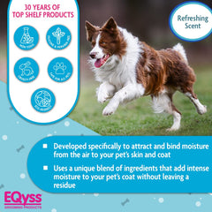 Eqyss Premier Marigold on cat coat highlighting residue-free conditioning.