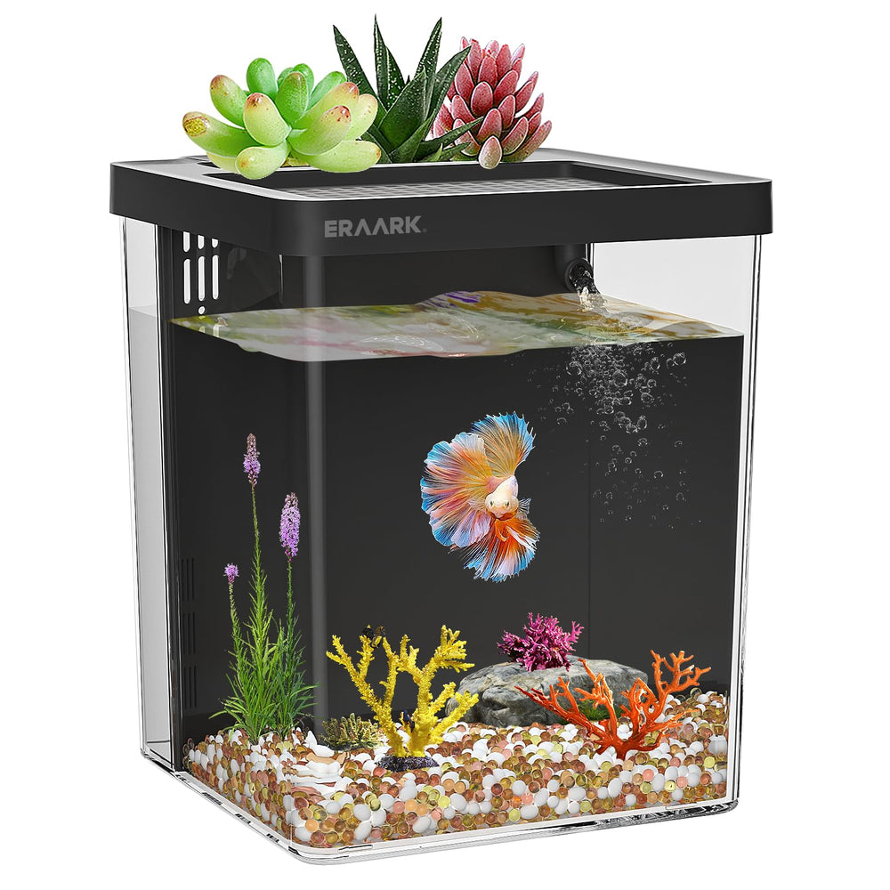 ERAARK 1.5-gallon Betta tank with filter and LED light for simple setup