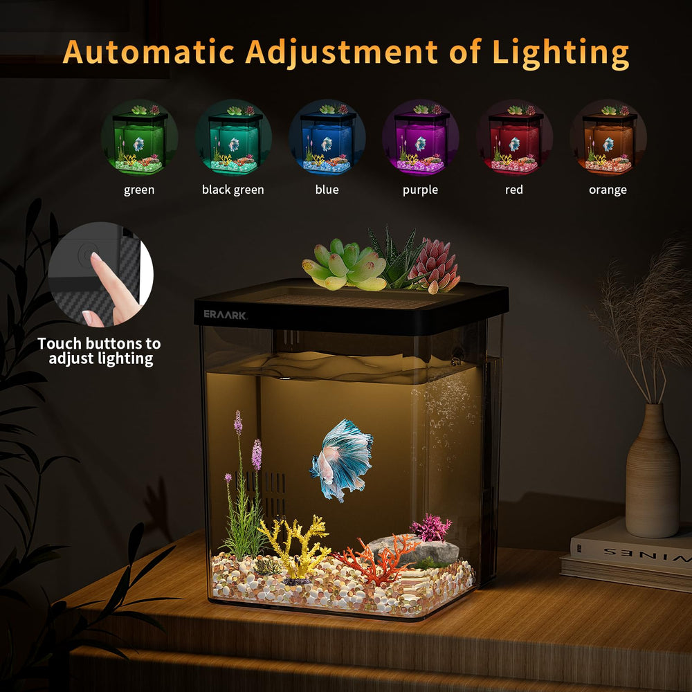 ERAARK Betta tank ABS material body provides durable, vibrant display