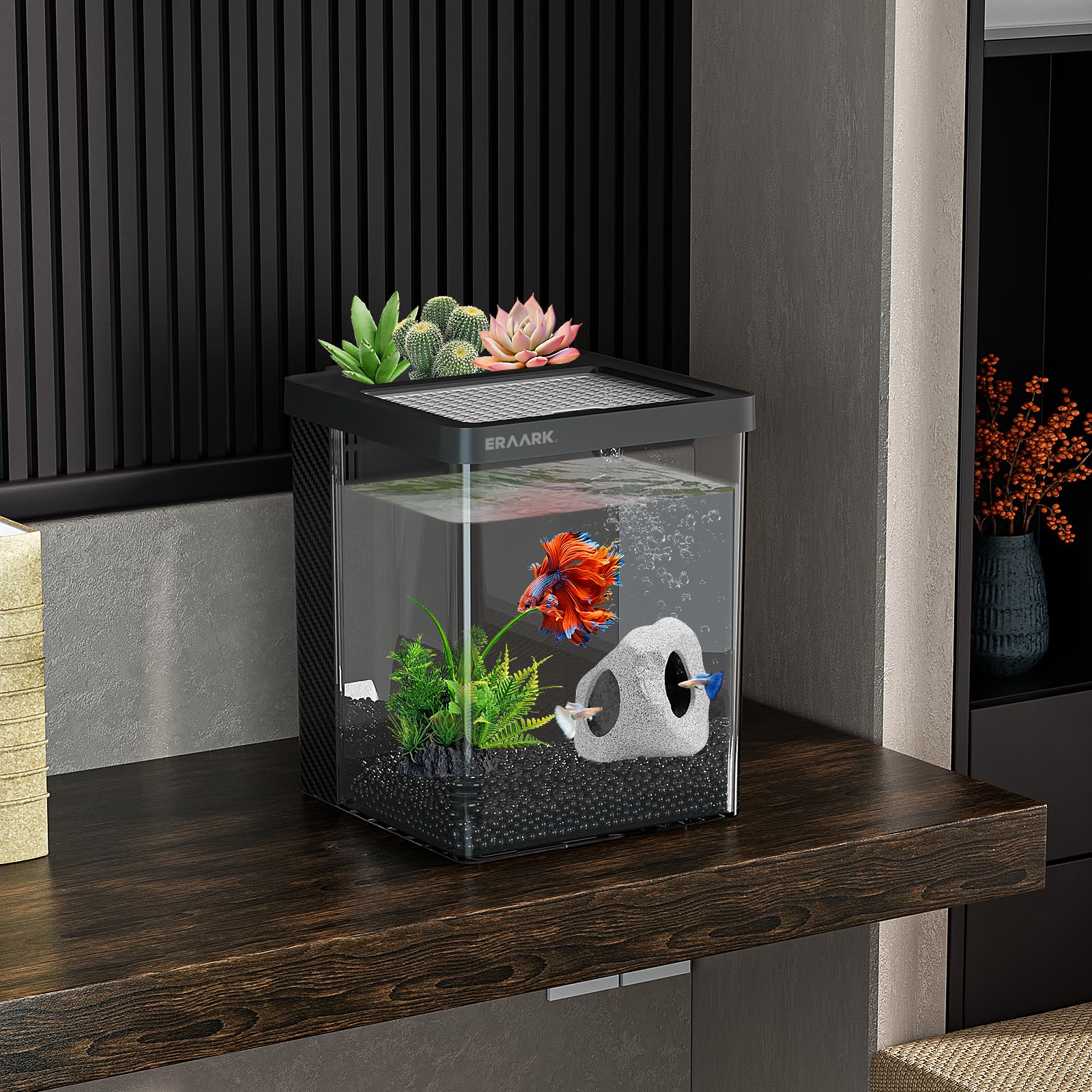 ERAARK Betta Tank decorative sand creates a natural-looking substrate for visual appeal.