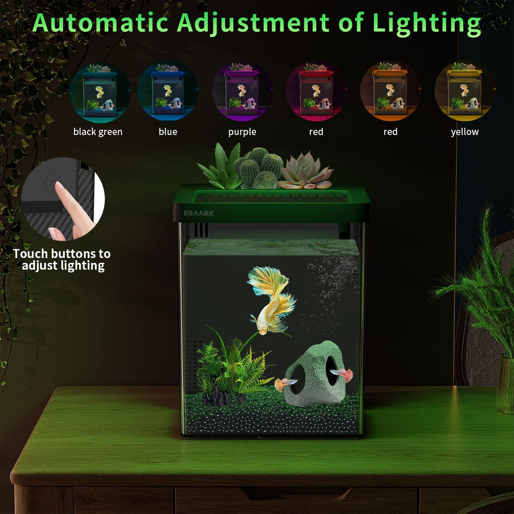 ERAARK Betta Tank filter provides reliable filtration for clear water and healthy aesthetics.