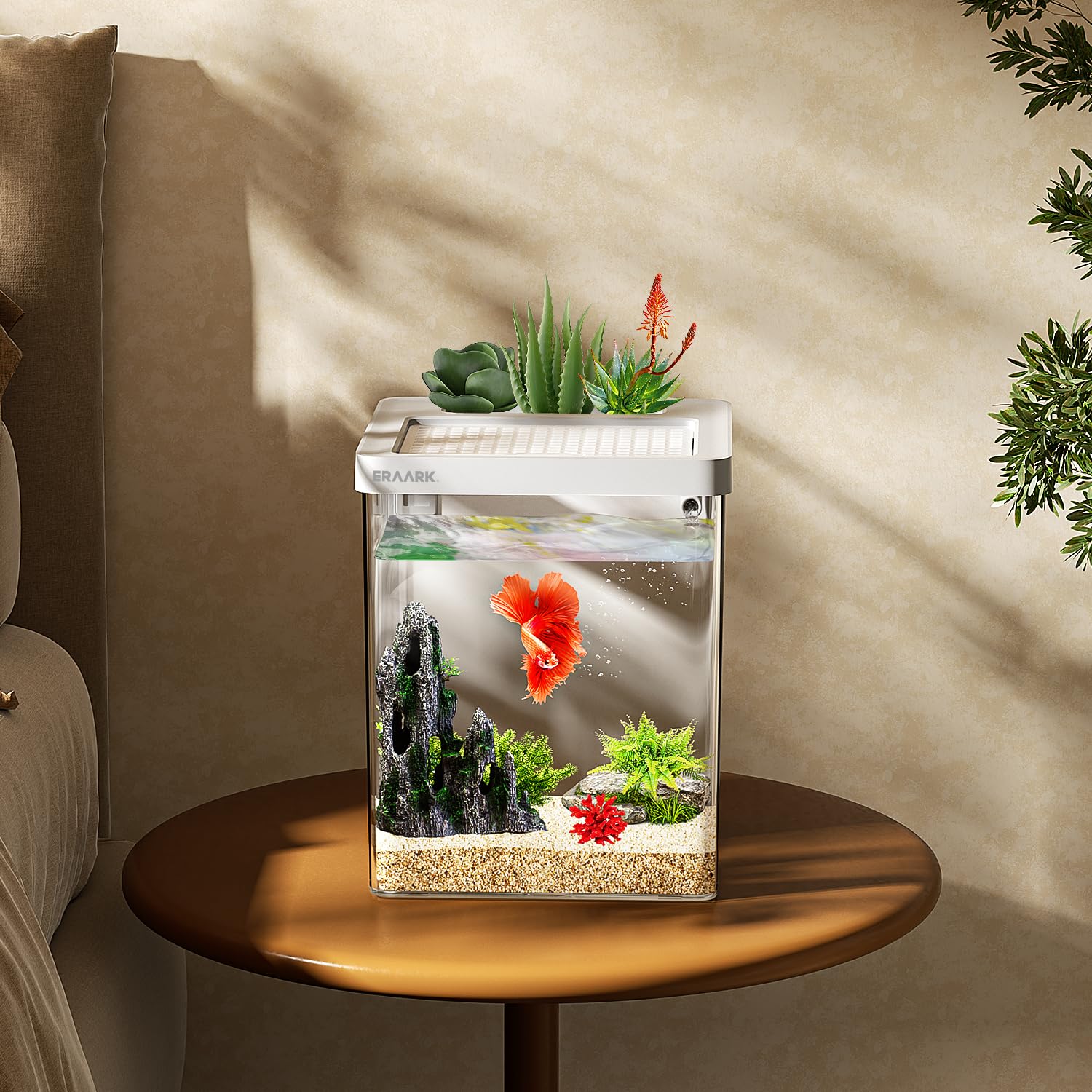 ERAARK Smart Betta Tank ABS material highlights sturdy, durable construction.