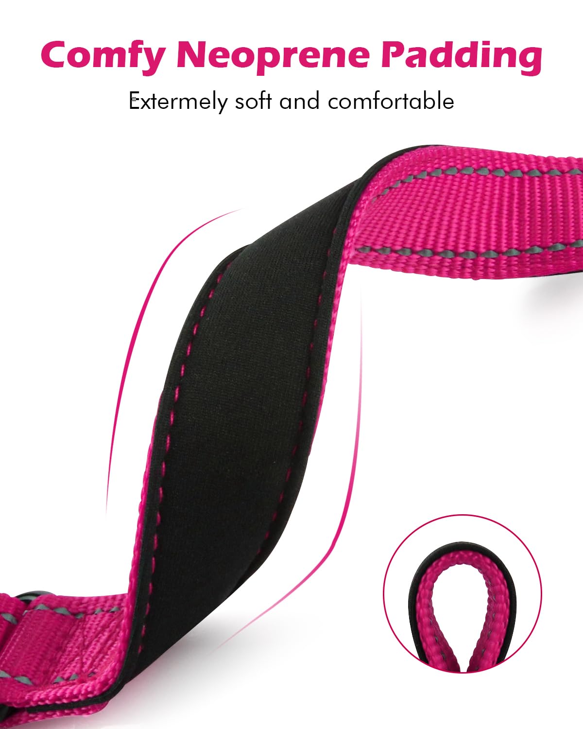Erbine martingale collar neoprene padding detail highlighting skin-friendly comfort.