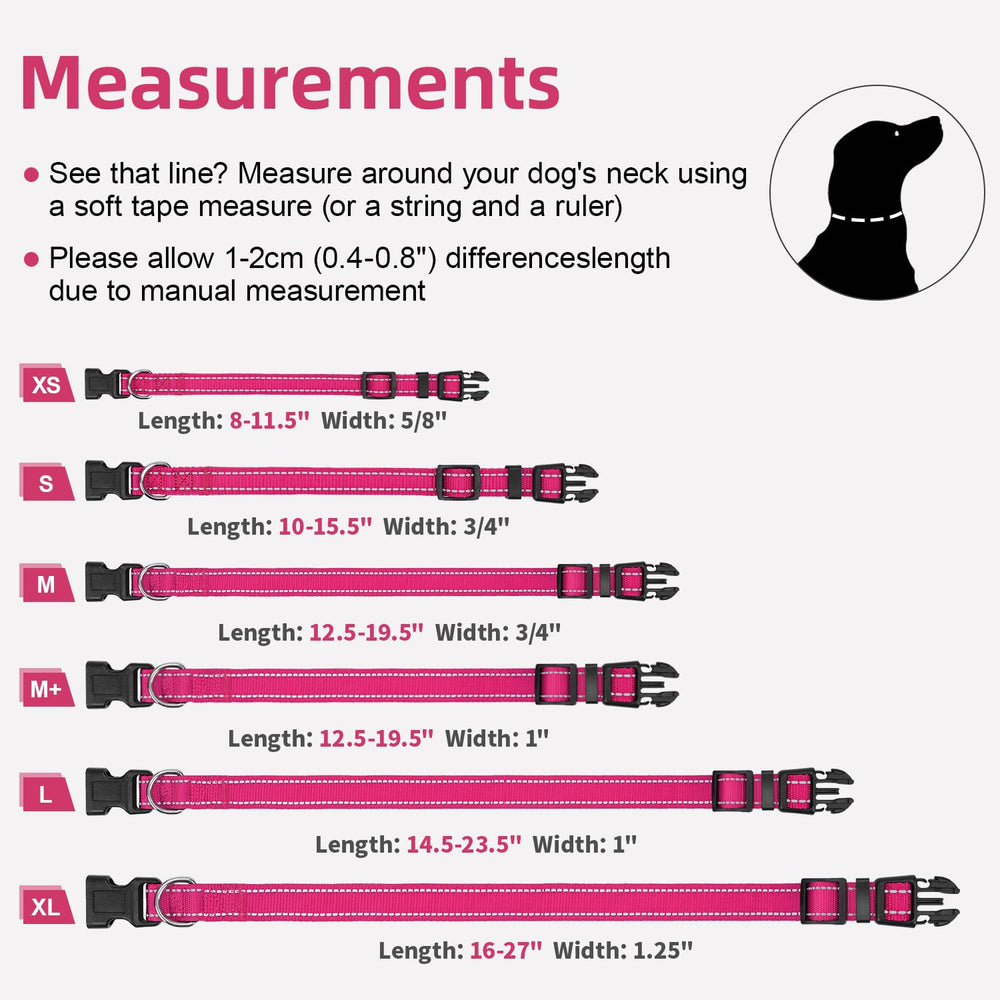 Erbine reflective dog collar in hotpink color boosts style and visibility.