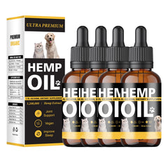ERERMAB hemp oil for dogs and cats bottle showing calming support for pets