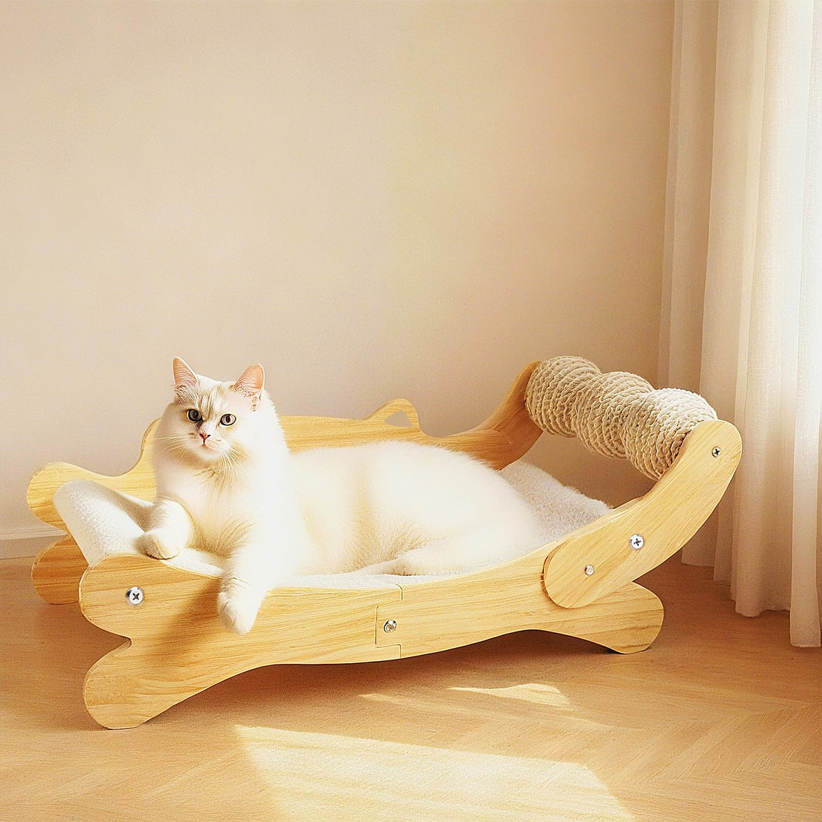 ERGTFVN cat-scratcher-bed-3in1-post-hammock shows the combined post, hammock, and perch for indoor cats.