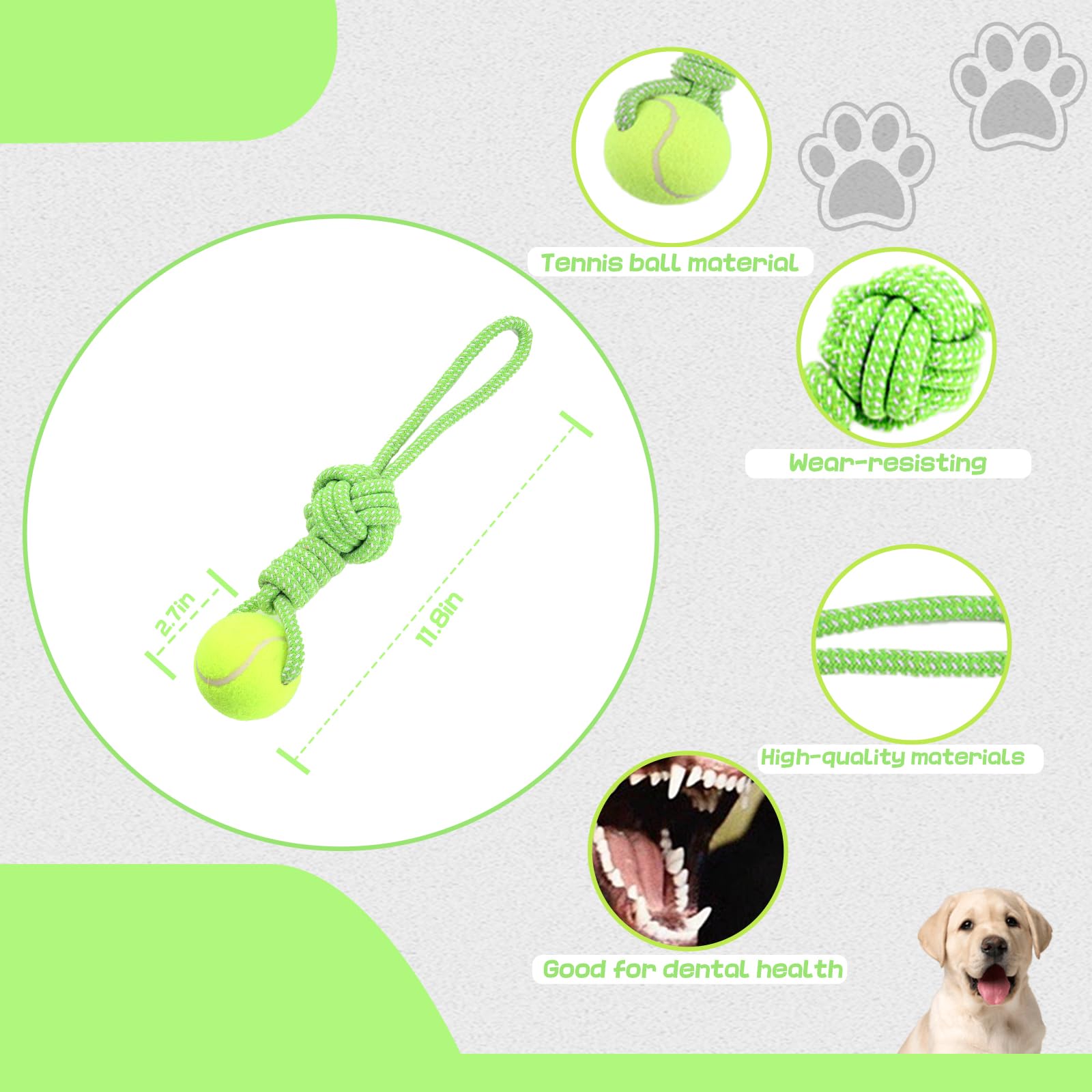 Erhalithegro teething chew helps soothe puppies' gums with cotton rope.