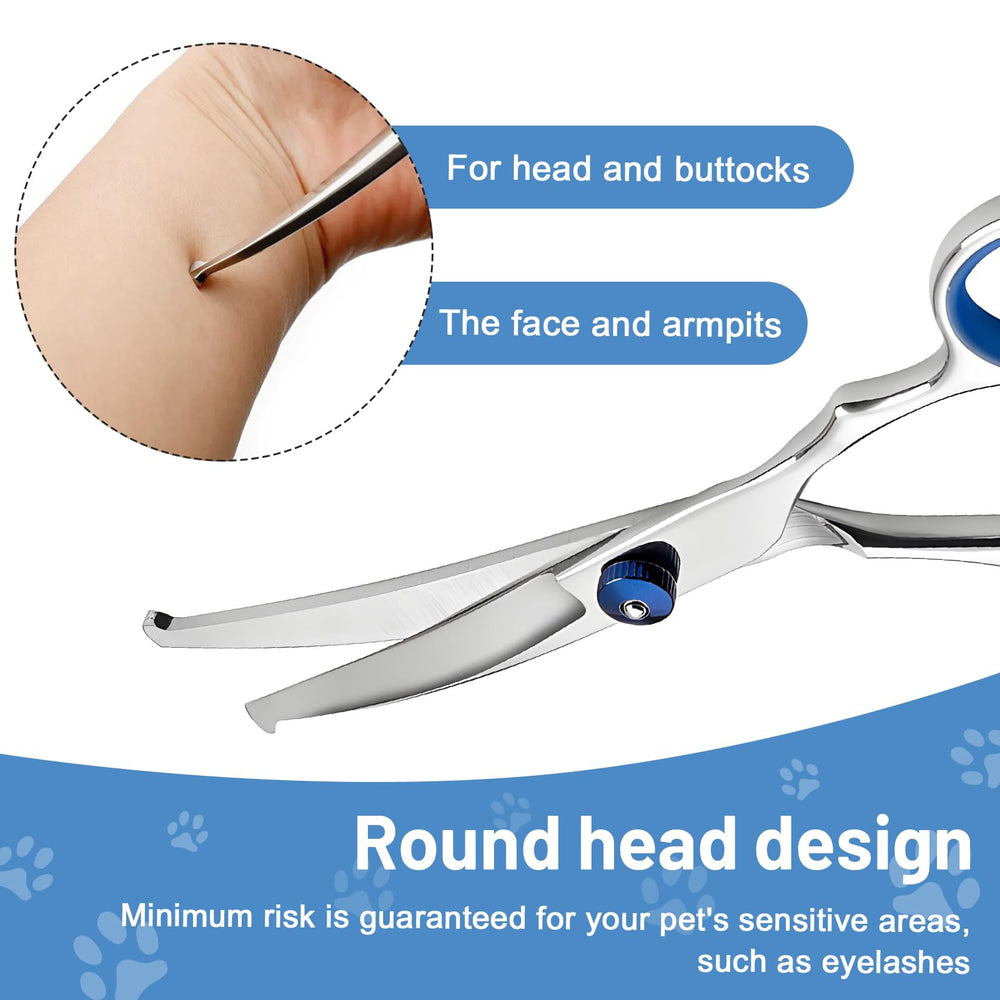 Erioscar curved dog grooming scissors noise reduction pad keeps pets calm.