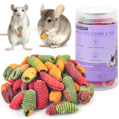 ERKOON Chinchilla Treats spiral chew close-up showing tooth-friendly design for small pets