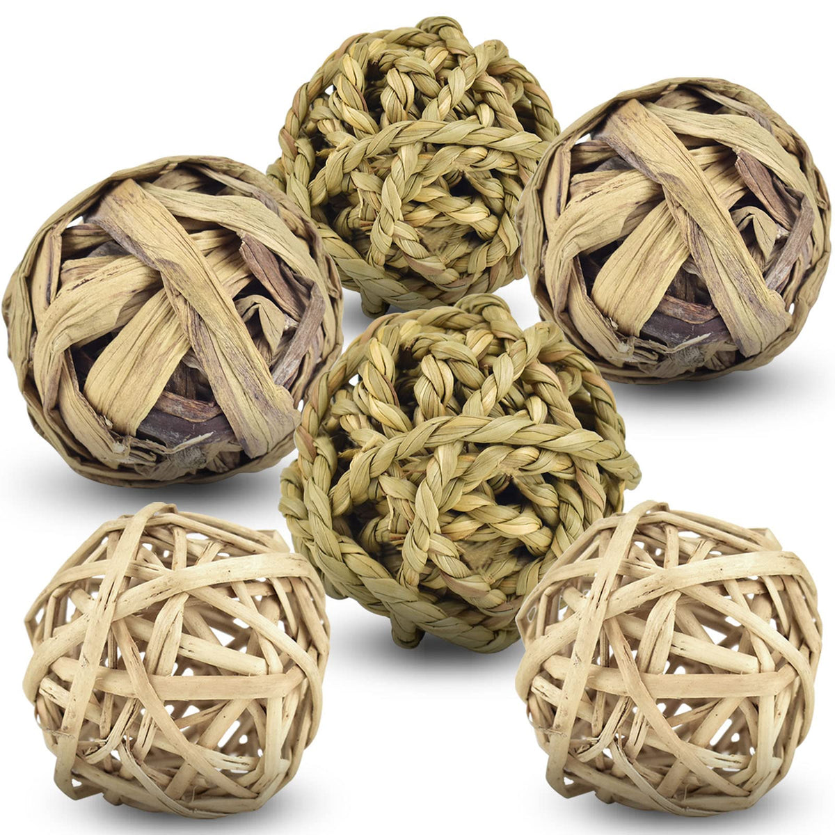 ERKOON edible woven grass ball closeup for small pets with chew fibers