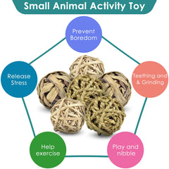 ERKOON edible woven grass ball in cage offers boredom relief and nibbling