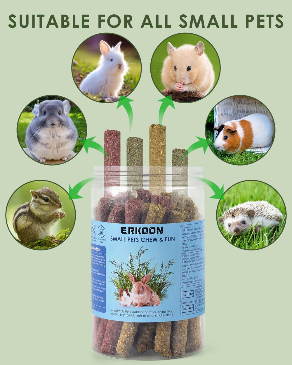 ERKOON rodent teeth molar wear support promotes natural chewing.