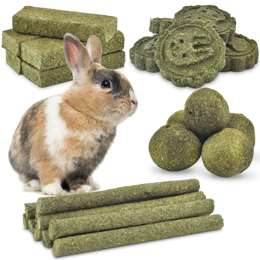 ERKOON Timothy hay biscuit sticks collection promotes natural chewing for rabbits.