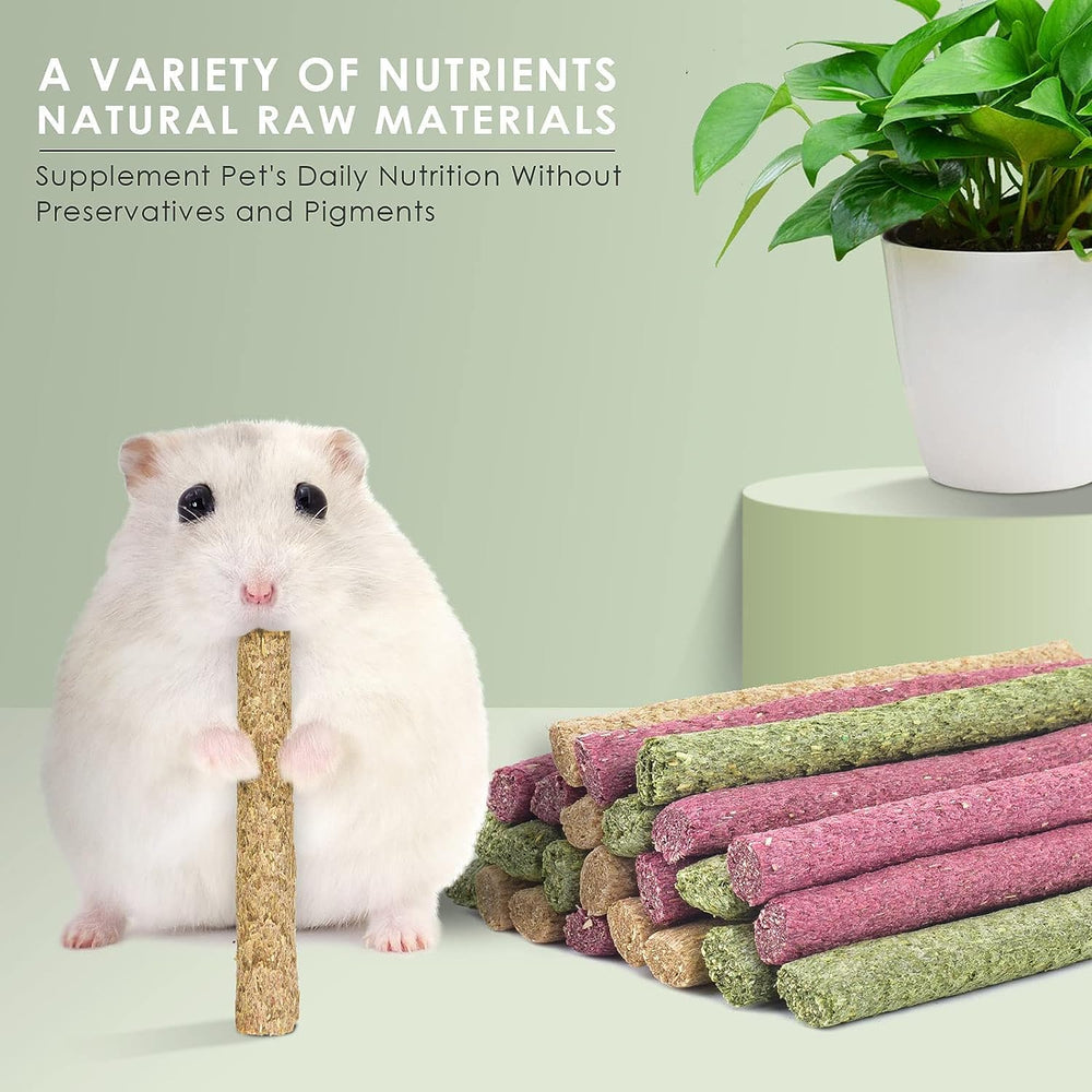 ERKOON Timothy Hay Sticks Original flavor offers natural taste to entice curious nibblers.