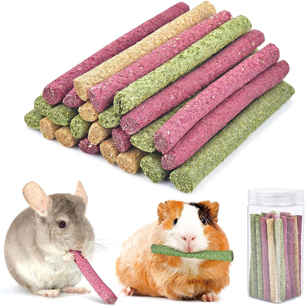 ERKOON Timothy Hay Sticks packaging highlights natural ingredients for small pets.