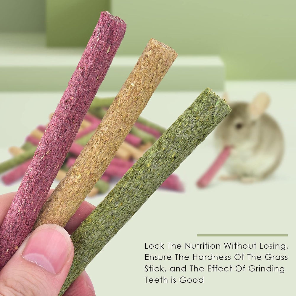 ERKOON Timothy Hay Sticks texture close-up shows crunchy fiber ideal for chewing.