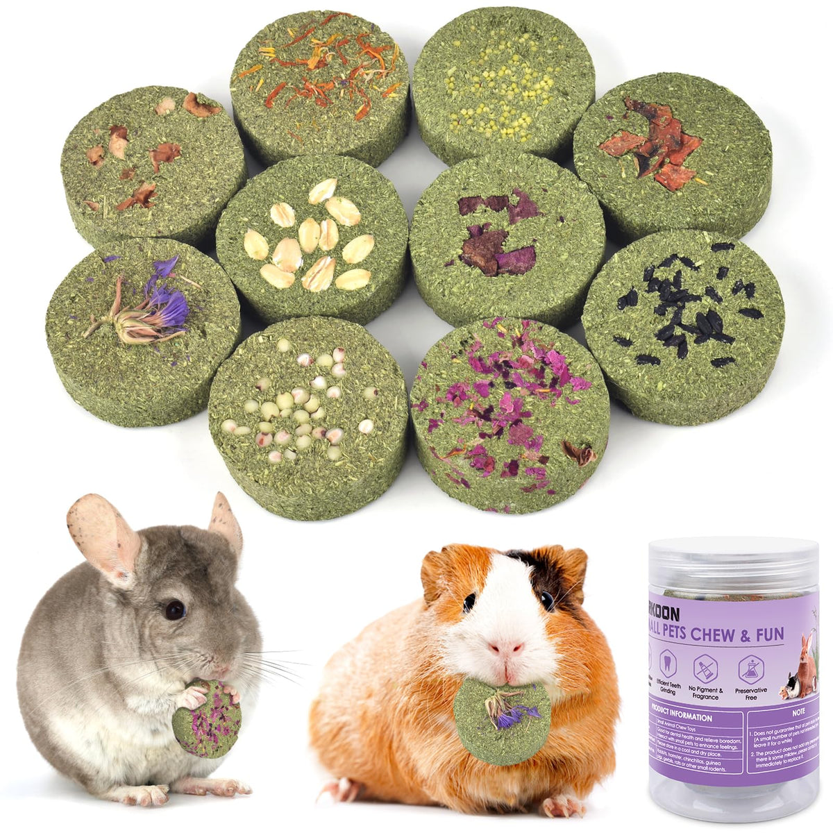 ERKOON Treats rabbit toy edible Timothy hay block – satisfying chew and enrichment for rabbits.