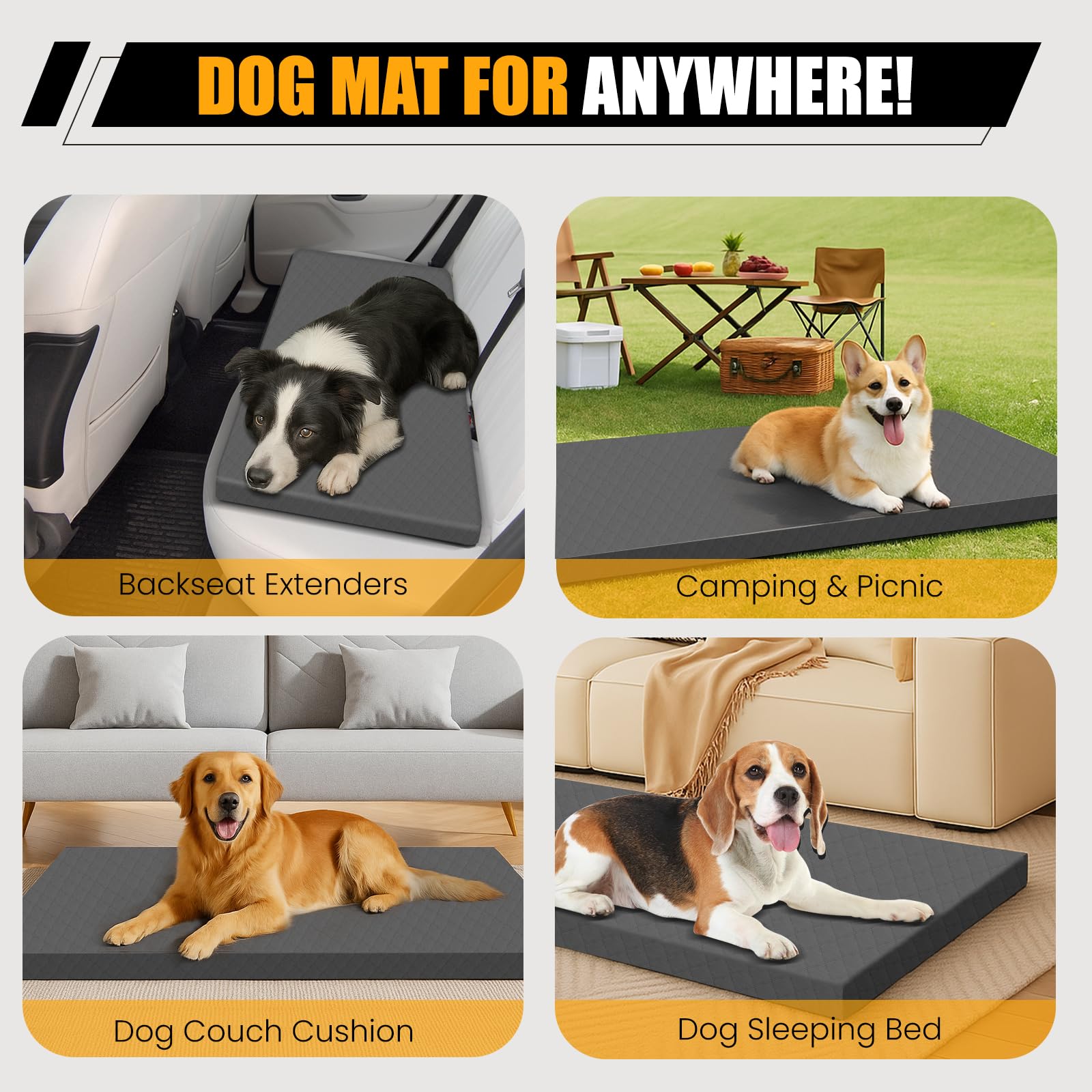 ESCRODOI dog car bed includes adjustable storage straps for easy transport.