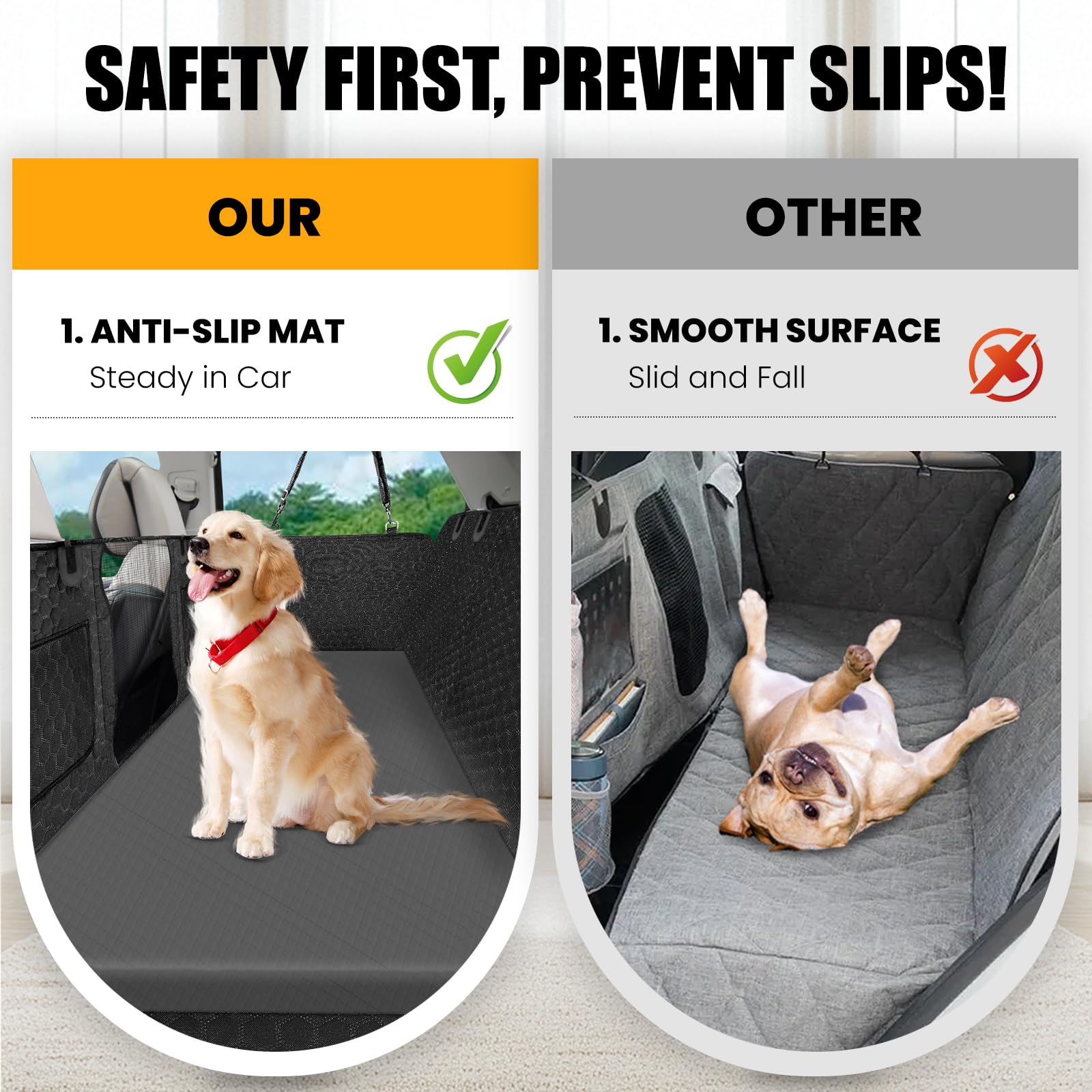ESCRODOI dog car bed features waterproof backing for easy cleaning.
