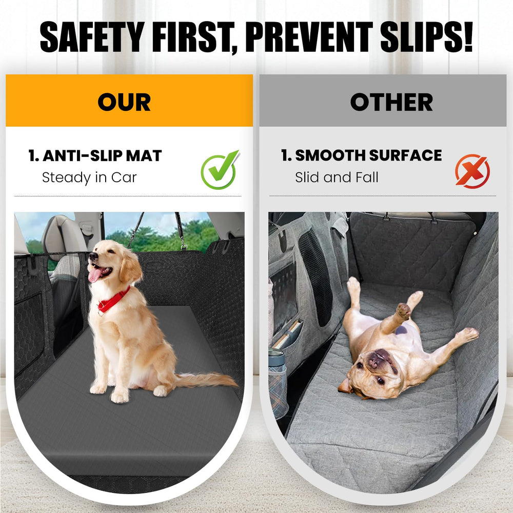ESCRODOI dog car bed features waterproof backing for easy cleaning.