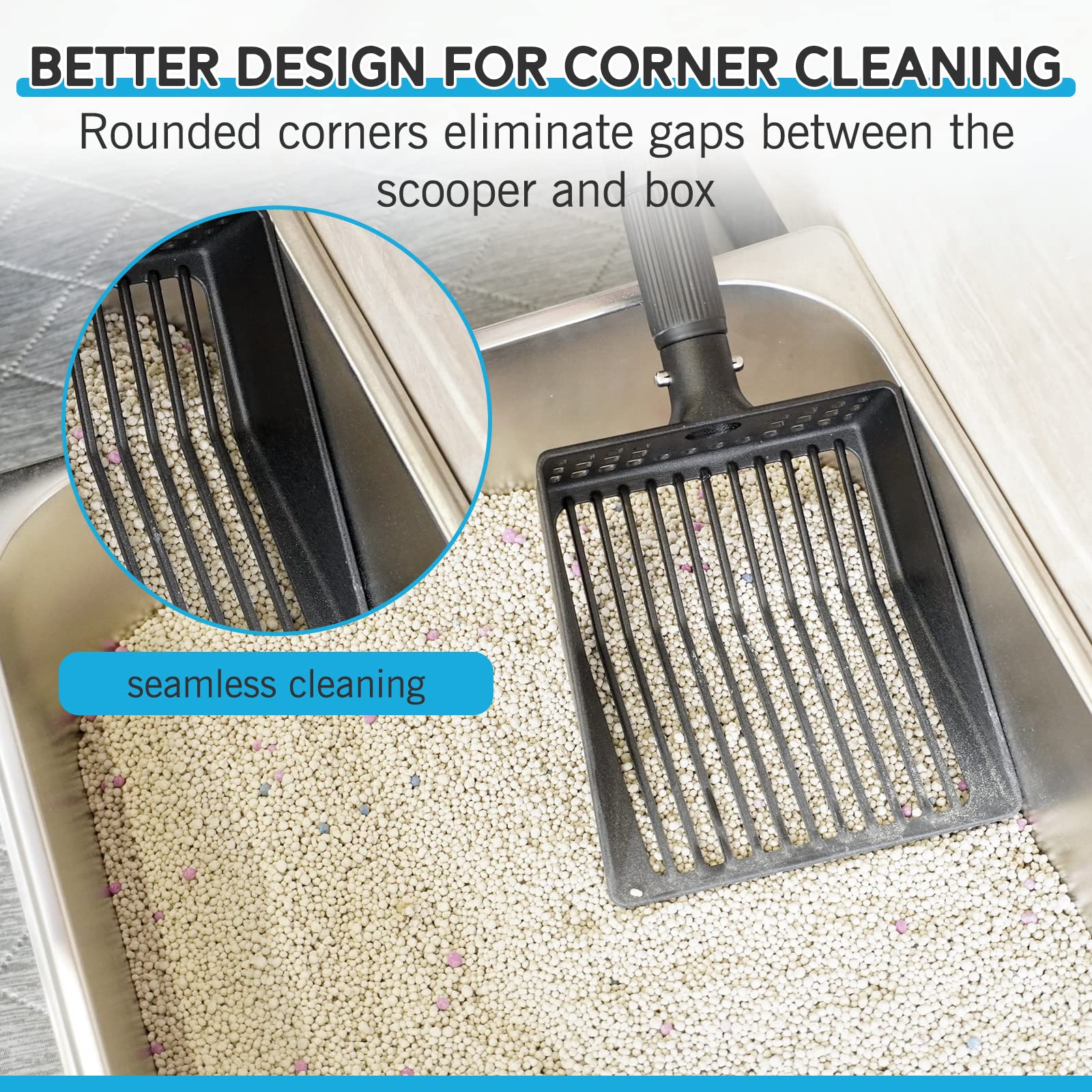 ESGPET Cat Litter Scoop adjustable-length aids comfortable standing or seated use.