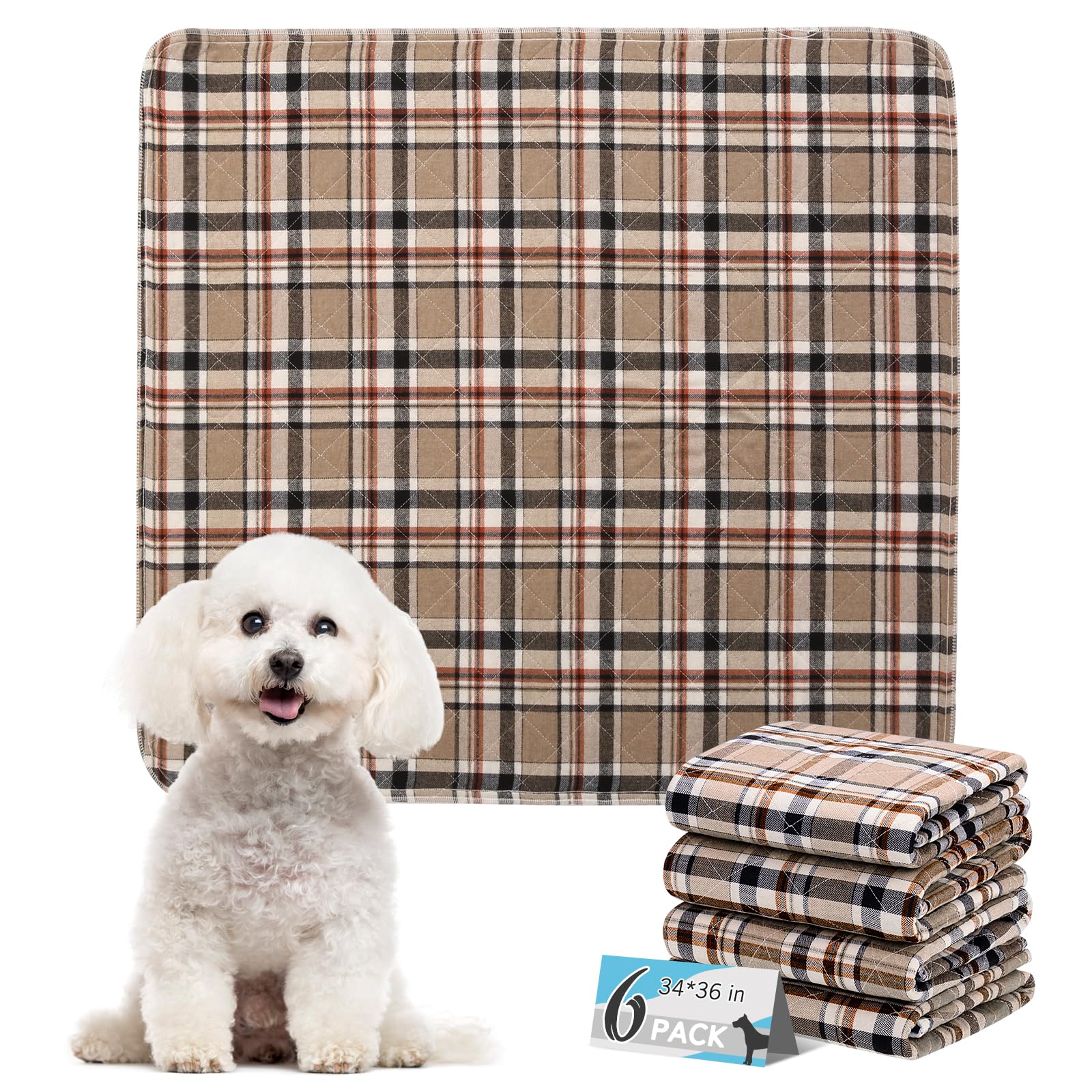 ESGPET Washable Pee Pad plaid pattern provides stylish training surface and floor protection.