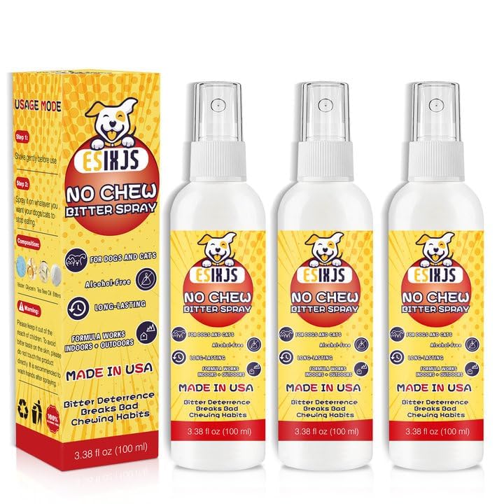 ESIXJS No Chew Spray bottle front view showing furniture-protection deterrent.