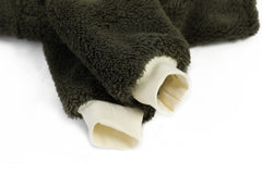 Esobo winter dog coat army green fabric detail highlights soft, machine-washable warmth.