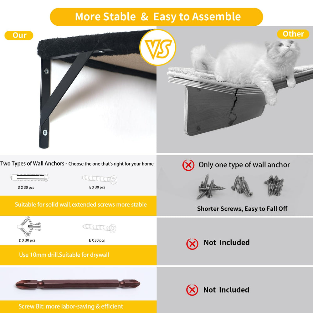ESOTTE cat wall shelves installation demonstrates simple DIY mounting for space-saving setup.