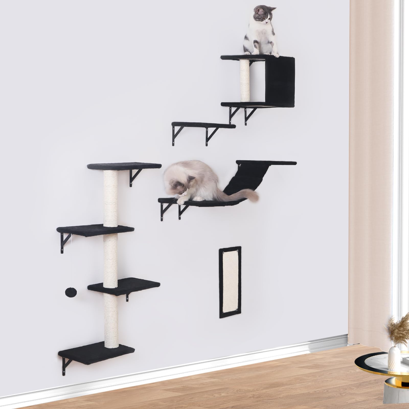 ESOTTE modern wall shelves black setup blends with decor while providing a vertical playground.