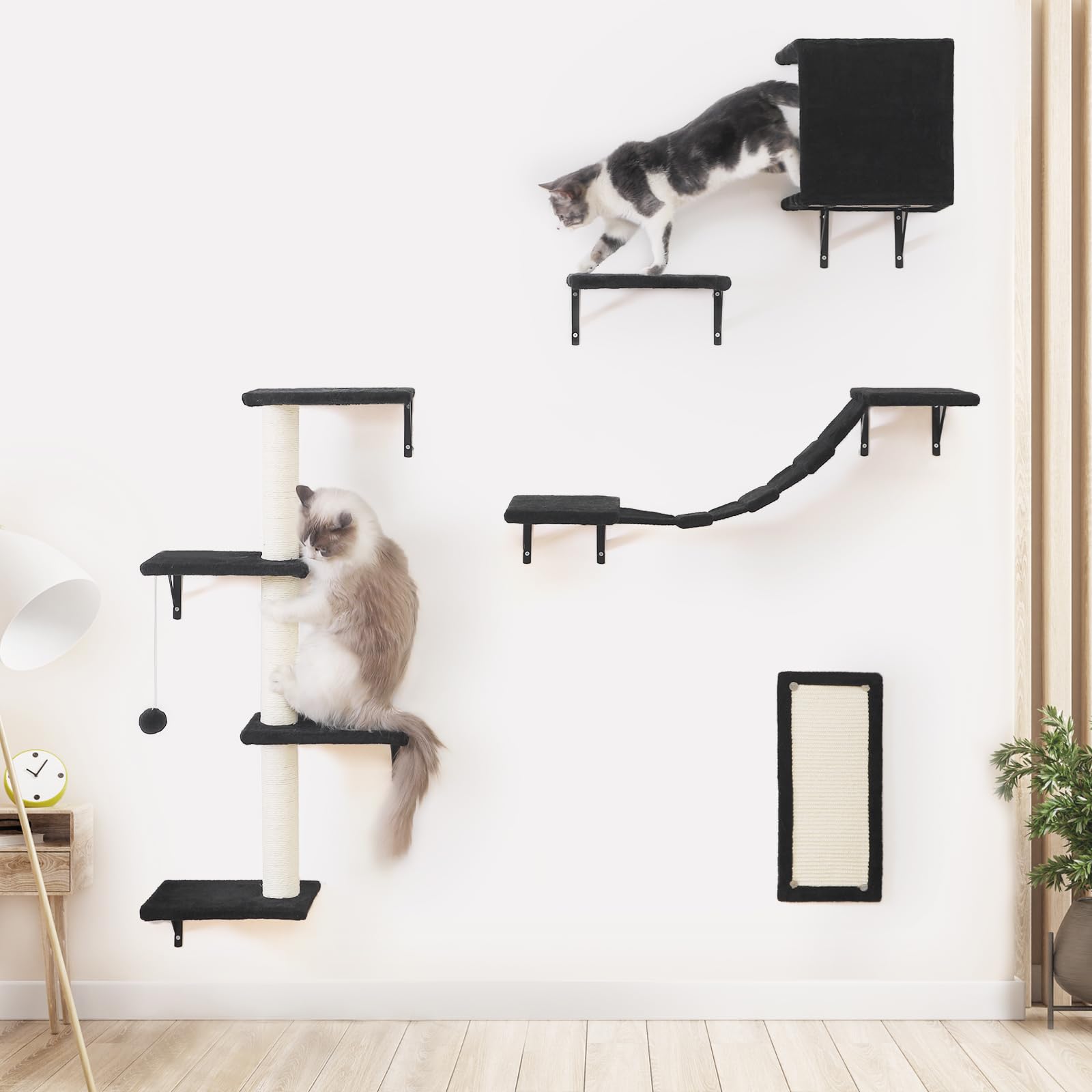 ESOTTE modern wall shelves cat house provides a cozy resting space and private nook.