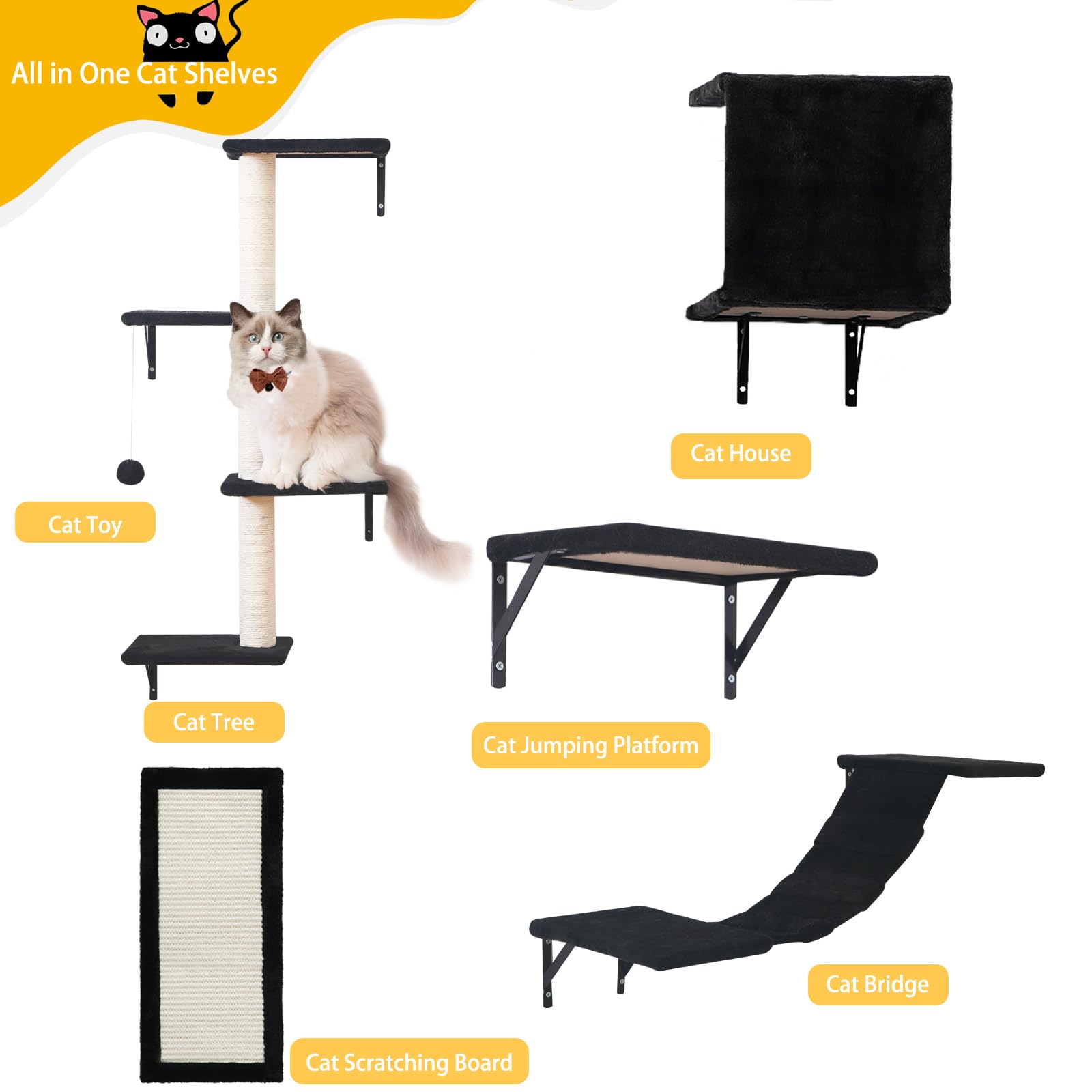 ESOTTE modern wall shelves scratcher delivers durable scratching and self-entertainment.