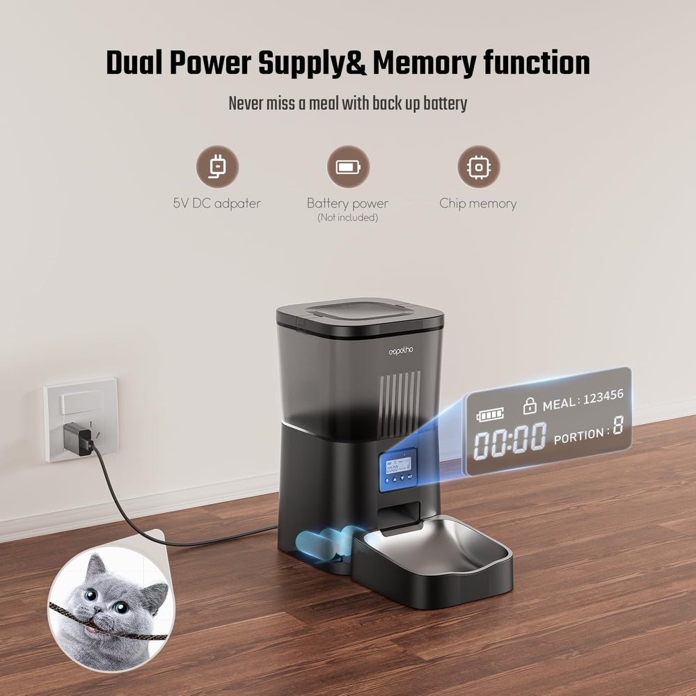 Espelho automatic cat feeder anti-clogging technology highlights jam-free dispensing