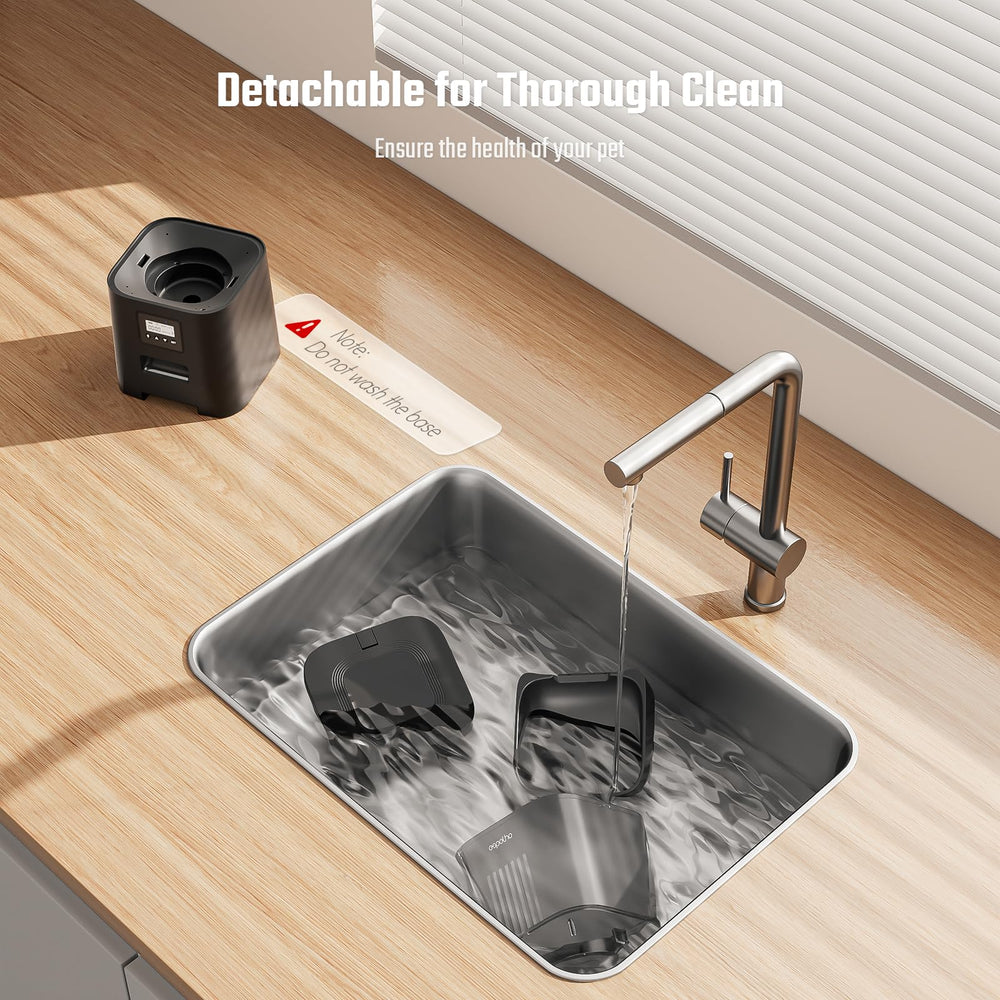 Espelho automatic cat feeder desiccant bag keeps kibble fresh.