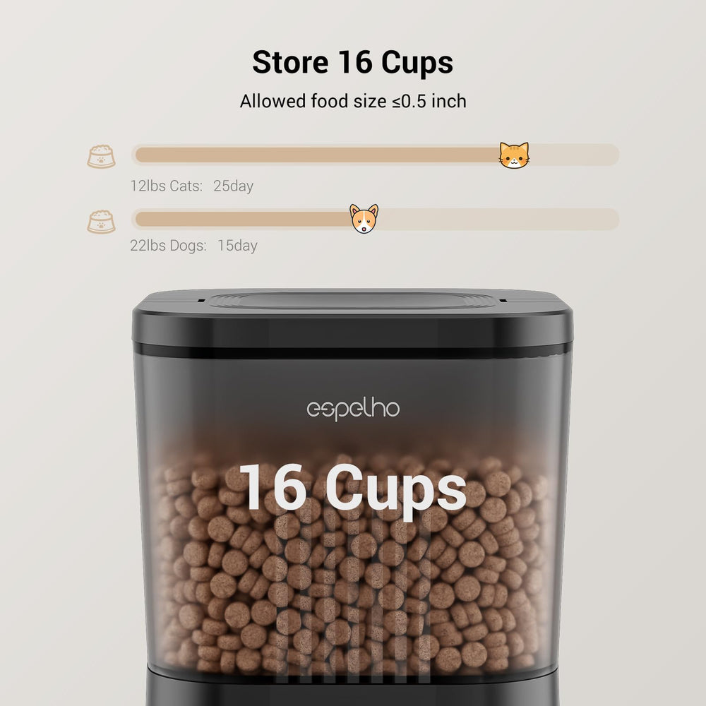 Espelho dispensing action illustrating up to 10 meals per day.