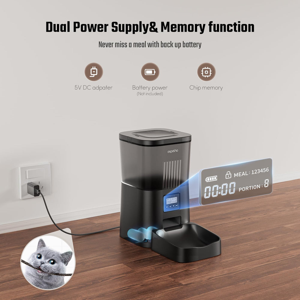 Espelho automatic cat feeder voice recorder adds interactive mealtime cues.