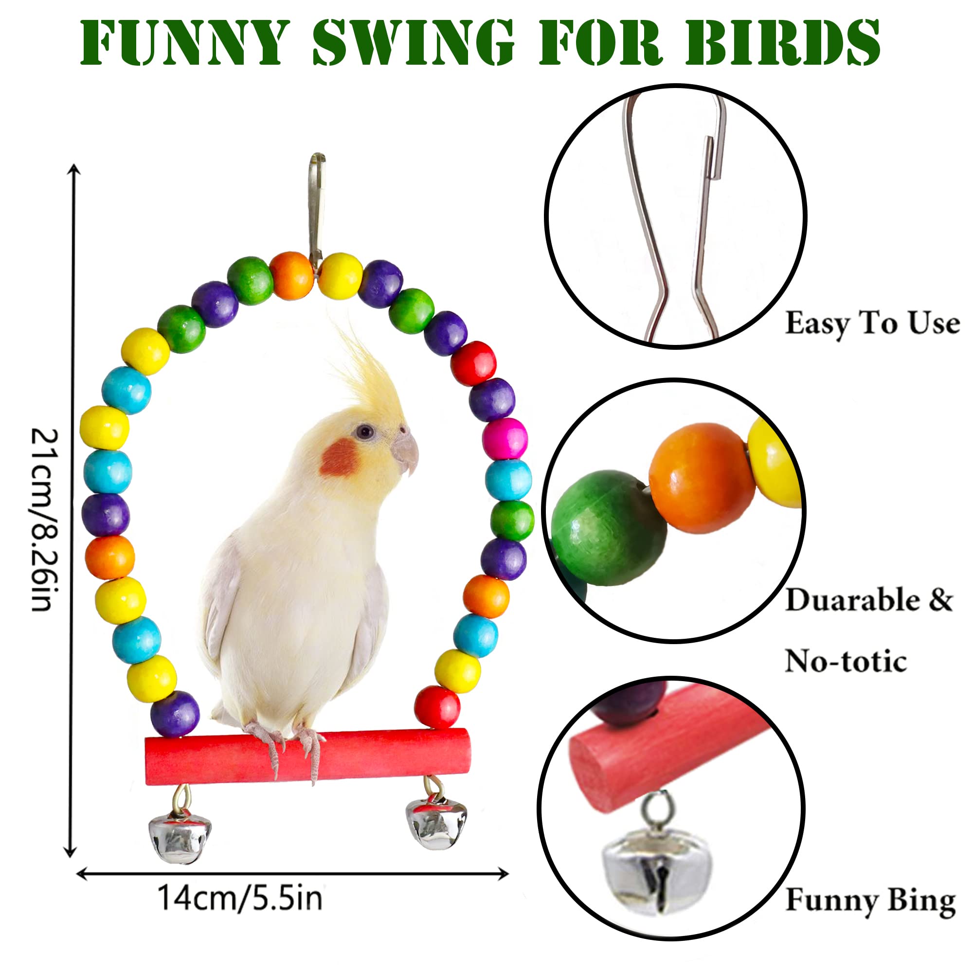 ESRISE parrot toys hanging bells attract birds with bright play.
