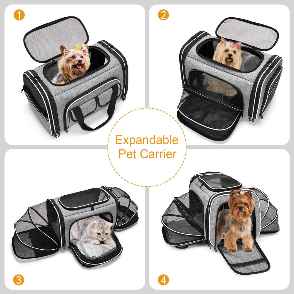 ESTARER pet carrier mesh windows provide ample ventilation and light.