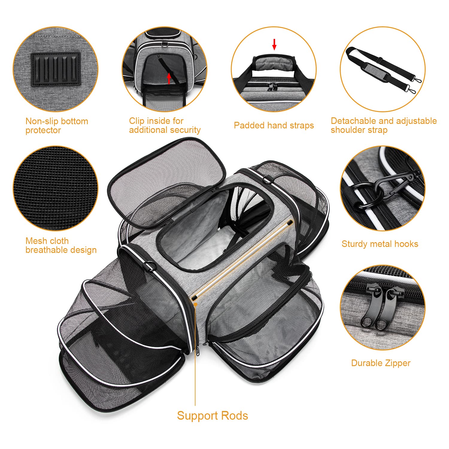 ESTARER metal frame and durable fabric keep the carrier sturdy during use.