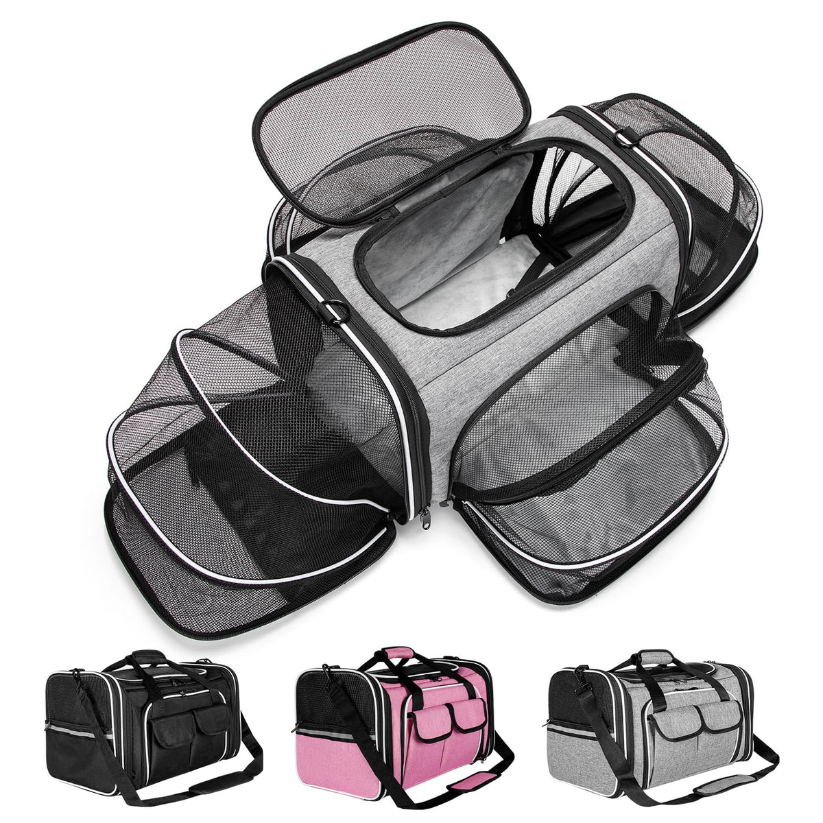 ESTARER soft sided pet carrier under-seat compatibility enables easy air travel.
