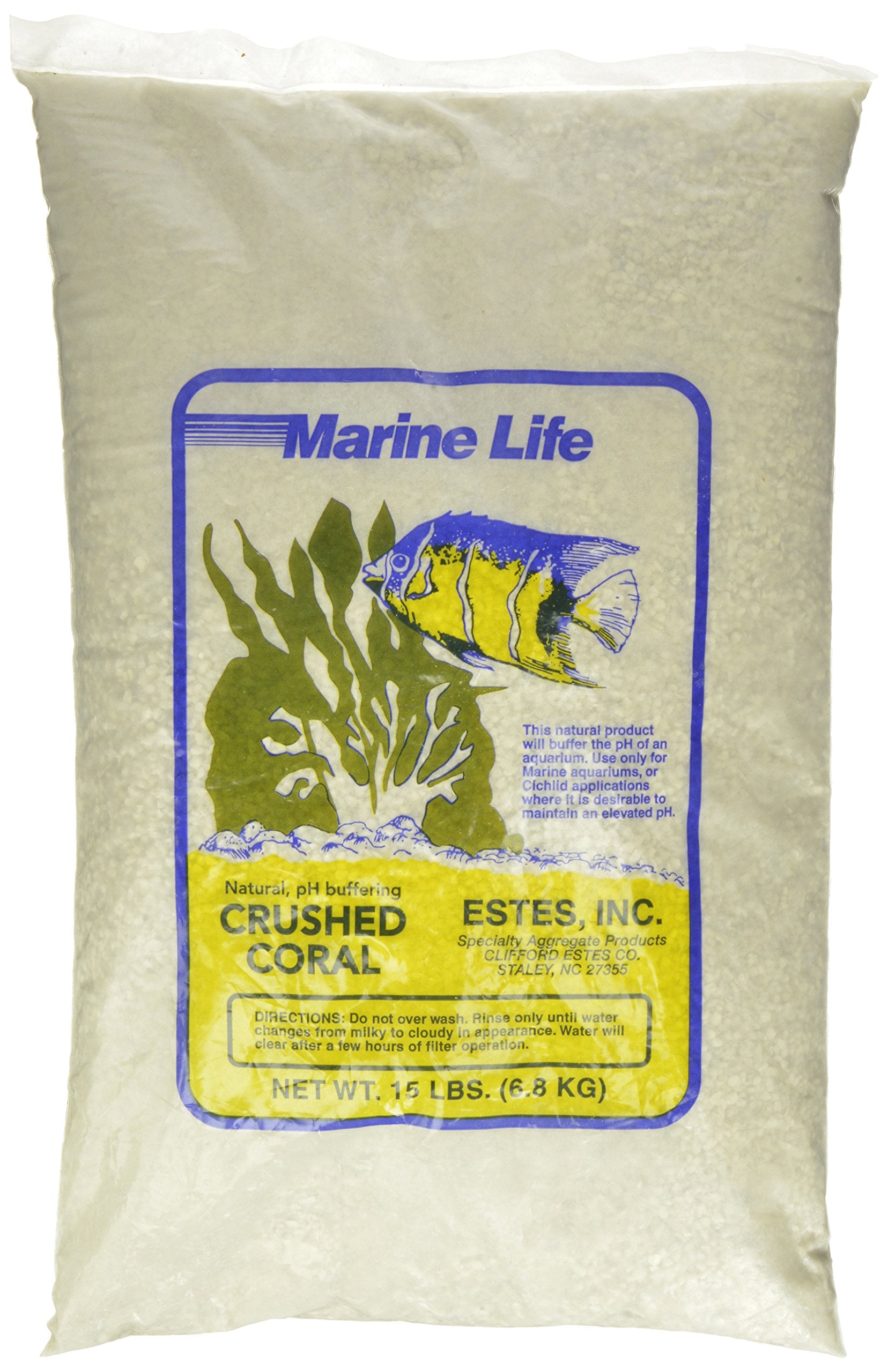 Estes crushed coral for aquarium 15lb bag shows a uniform substrate ideal for tanks