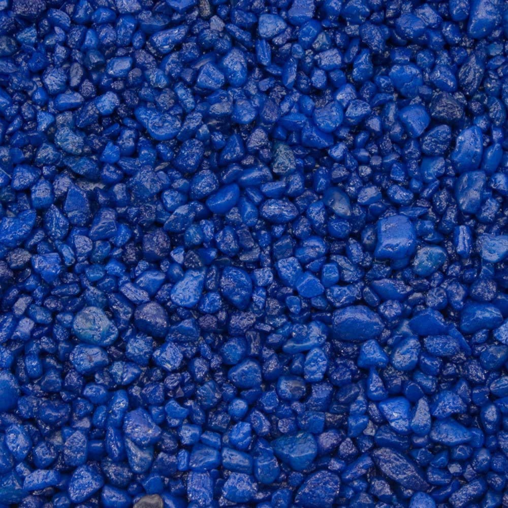 Estes Spectrastone blue aquarium gravel in a bag, providing a vibrant, pH-stable substrate for freshwater tanks.