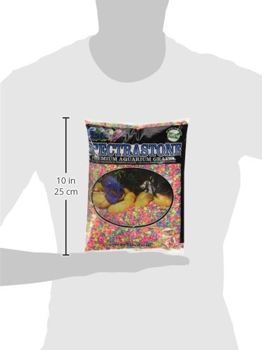 Estes Spectrastone rainbow gravel in-use-tank demonstrates vibrant substrate performance.