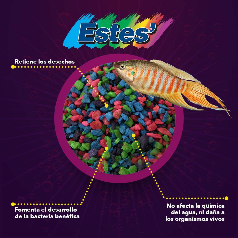 Estes Spectrastone rainbow gravel packaging-bag displays a 5-pound bag for setup.
